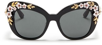 Dolce & Gabbana Floral appliqué acetate cat eye sunglasses