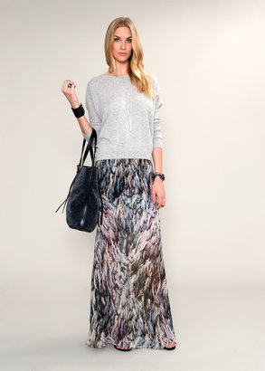 Amanda Wakeley Hosobiki Feather-printed Chiffon Maxi Skirt