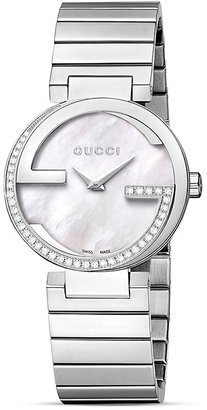 Gucci Interlocking Collection Bracelet Watch with Diamonds & White Mother-Of-Pearl, 29mm