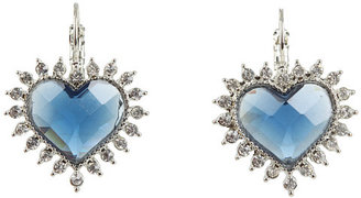 Betsey Johnson Royal Engagement Euro Blue Heart Drop Earrings