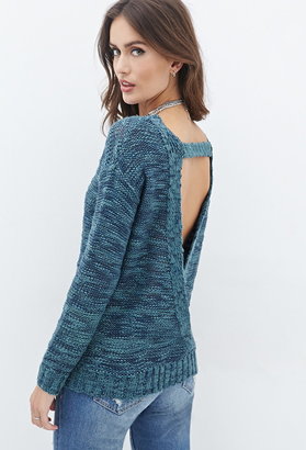 Forever 21 Contemporary Metallic-Threaded Cutout-Back Sweater