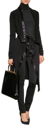 Donna Karan Draped Cardigan with Leather Trim Gr. S