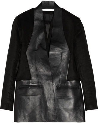 Alexander Wang Leather and brushed-twill blazer