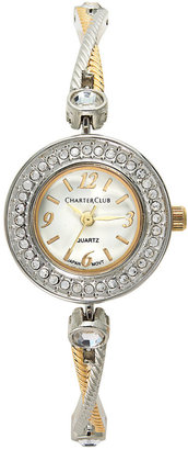 Charter Club Two-Tone Crystal Bangle Bracelet 25mm