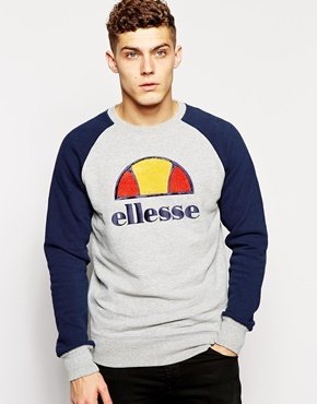 Ellesse Sweatshirt With Chenille Logo - grey/blue