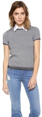 Alice + Olivia Houndstooth Top with Collar