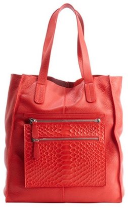 L.A.M.B. red leather 'Beulah II' zip pouch tote bag