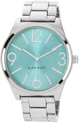 Nine West Women's Silver-Tone Adjustable Bracelet Watch 42mm NW-1585TLSB