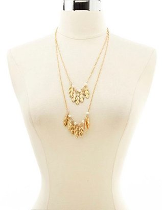 Charlotte Russe Bead & Feather Layered Necklace