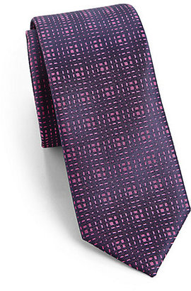 HUGO Modern Square Check Silk Tie