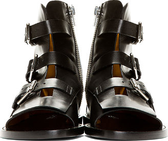 Jil Sander Black Leather Cut-Out Sandals