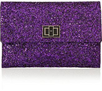 Anya Hindmarch Valorie glitter-finished clutch