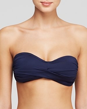 Vitamin A Navy Ecolux Amber Beaded Bandeau Bikini Top