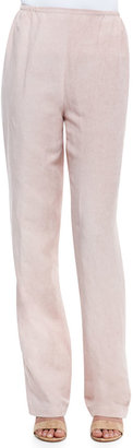 Caroline Rose Tumbled-Texture Flat-Front Pants