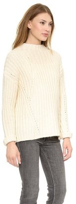 Nili Lotan 18-8 Oversized Mock Neck Ribbed Sweater
