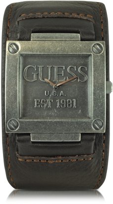 GUESS Trend Est. 1981  Stainless Steel and Leather Bracelet Watch