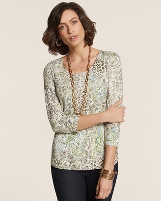 Chico's Animal Lace Smooth Scoop Shirttail Top