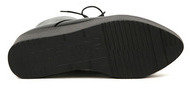 Shoelace PU Platform Black Boots