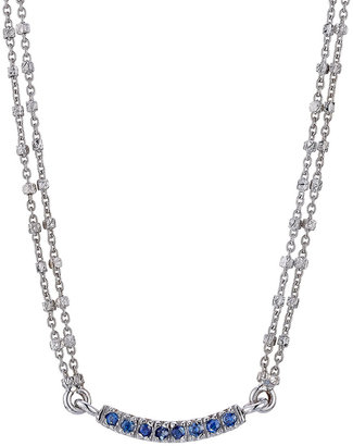 Carolina Bucci 18K White Gold Mini Bar Necklace with Blue Sapphires