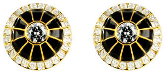 Rachel Zoe Black Enamel Dome Button Clip Earring - GOLD BLACK