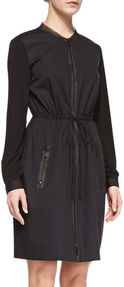 Elie Tahari Jennifer Long-Sleeve Zip Shirtdress, Black