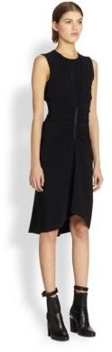 Reed Krakoff Ruched Leather-Accent Dress