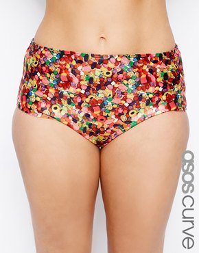 ASOS Curve CURVE Low Rise Bikini Pant In Candy Sweet Print - multi