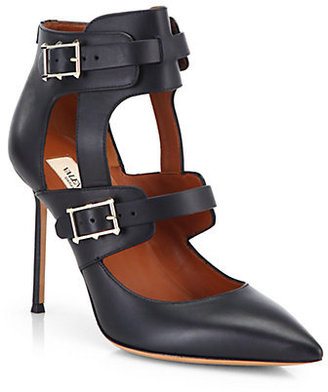 Valentino Hitch On Strappy Leather Point-Toe Pumps
