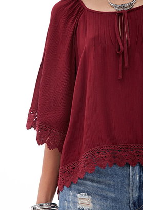 Forever 21 Crochet-Trimmed Peasant Top