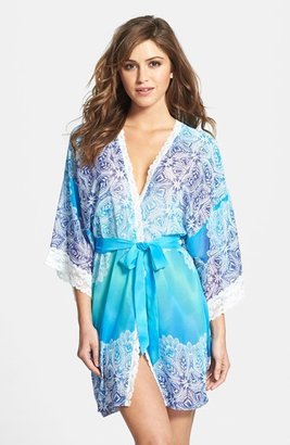 Jonquil 'Bella Blue' Lace Trim Ombré Robe