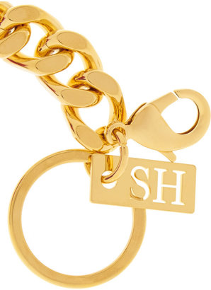 Sophie Hulme Maple gold-tone and shearling keychain
