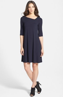 Eileen Fisher Asymmetrical Neck Jersey Dress