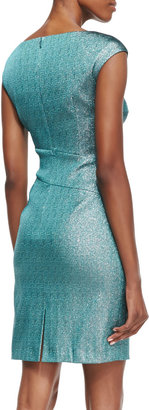 Kay Unger New York Cap-Sleeve Peekaboo Cocktail Dress, Turquoise