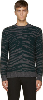 Marc Jacobs Grey & Green Tiger Stripe Cashmere Sweater