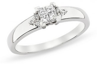 Ice 1/4 CT TW Multi Diamond 14K White Gold Bridal Engagement Ring