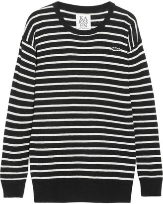 Zoe Karssen Striped fine-knit wool, silk and cashmere-blend sweater