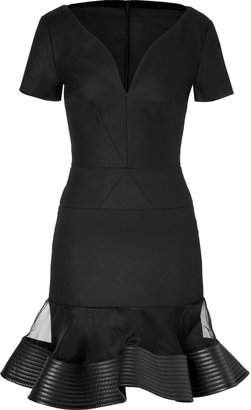 David Koma Curved Cutour Dress in Black