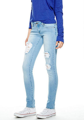 Delia's Taylor Low-Rise Skinny Jeans in Crochet Destruct