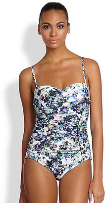 Badgley Mischka One-Piece Fiona Ruched Floral Swimsuit
