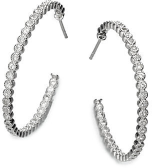 Jude Frances White Sapphire Hoop Earrings/1.18"