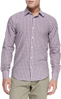 Vince Gingham-Check Button-Down Shirt, Lavender