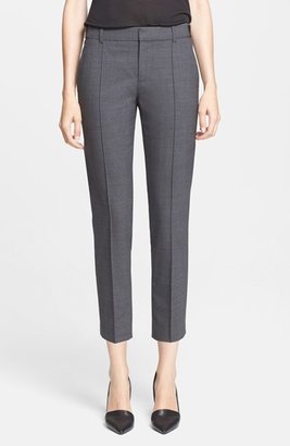 Vince Leather Tab Pintuck Crop Trousers