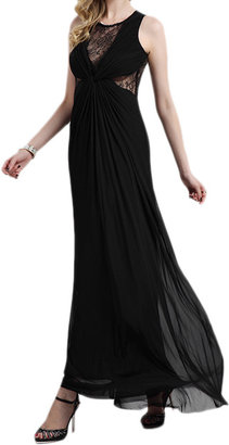Romwe Lace Sleeveless Black Evening Dress