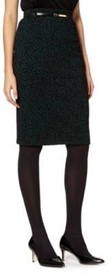 Ben de Lisi Petite designer dark green jacquard animal pencil skirt