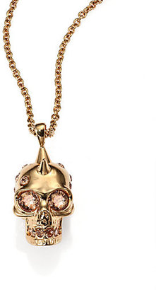 Alexander McQueen Crystal Spiked Skull Pendant Necklace