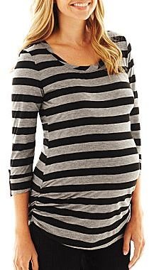 JCPenney Maternity Striped Ruched Tee - Plus
