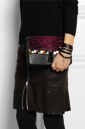 Kenzo Printed patent-leather and textured-leather shoulder bag