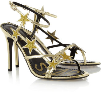 RED Valentino Star embellished metallic leather sandals
