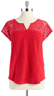 Lucky Brand Lace Patchwork Top