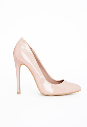 Missguided Isabel Pointed Stiletto Court Heels Nude Patent